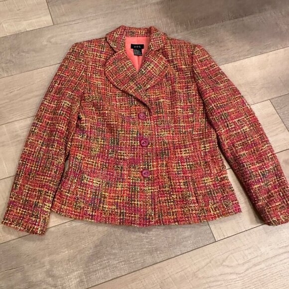 RQT WOMENS CORAL MULTI COLOR BLAZER SPORT COAT SIZE 8 - Picture 1 of 9